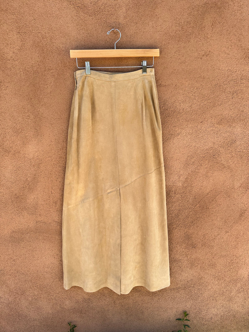 Tan Suede Leather Skirt by Jaeger