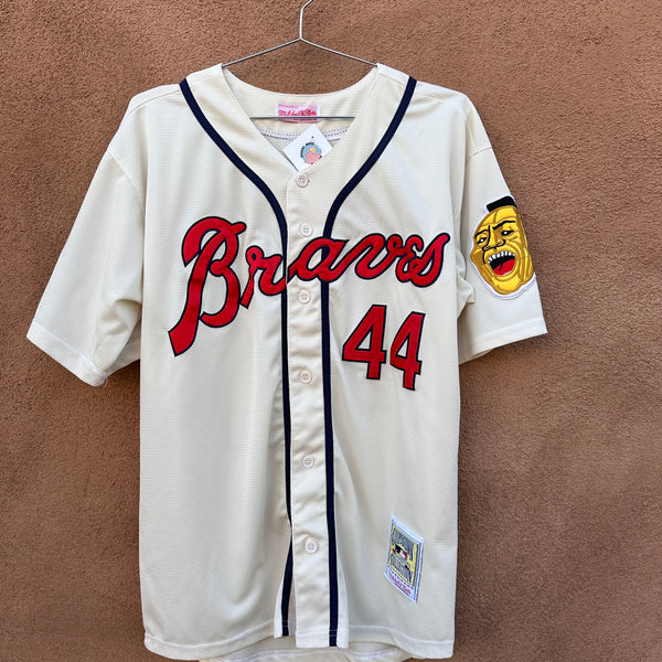 Vintage Mitchell Ness Hank Aaron Atlanta Braves Jersey DESERT MOSS VINTAGE