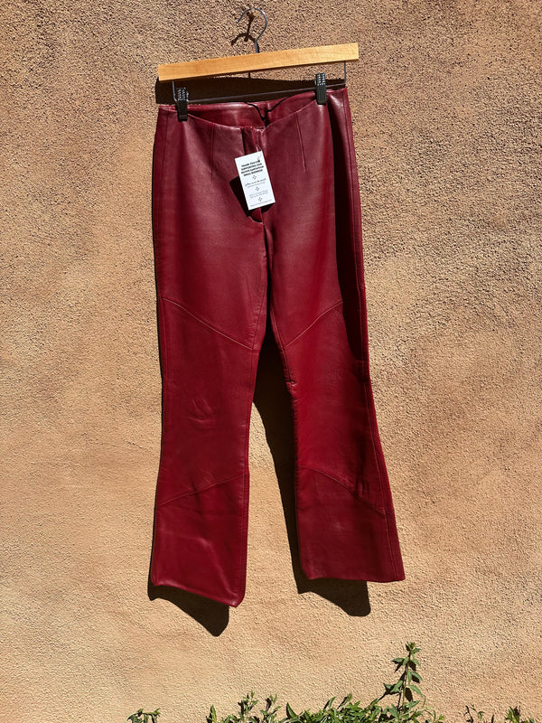 Y2K Maroon Leather Pants