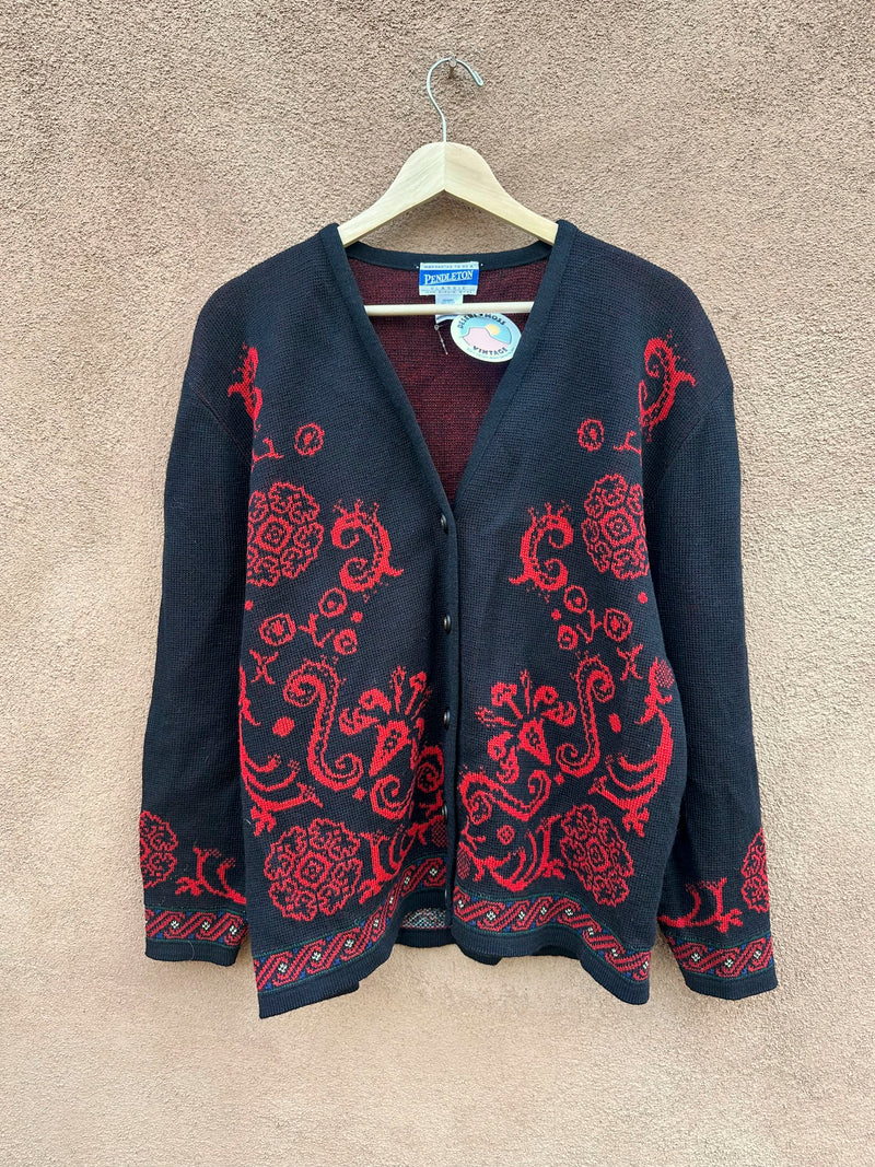 Red & Black Pendleton Wool Cardigan