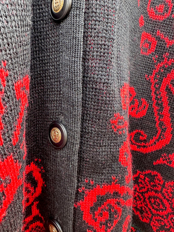 Red & Black Pendleton Wool Cardigan