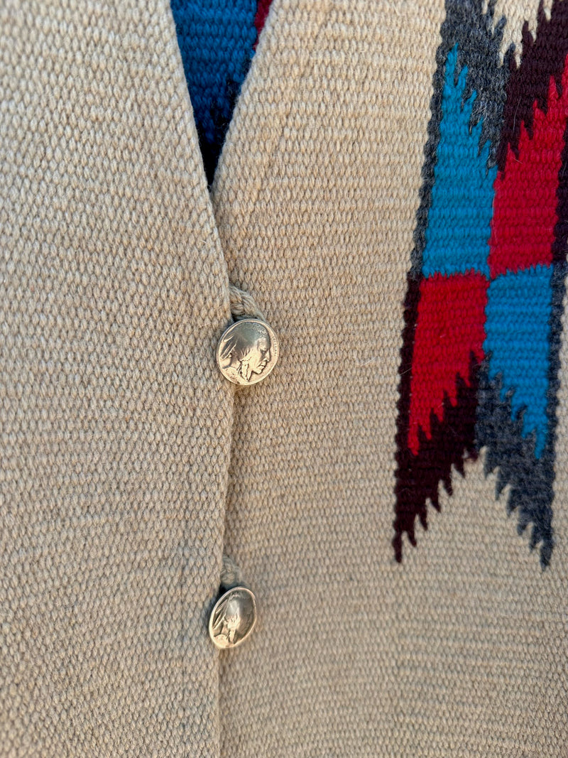 1970's Buffalo Nickel Ortegas Chimayo Vest - Medium