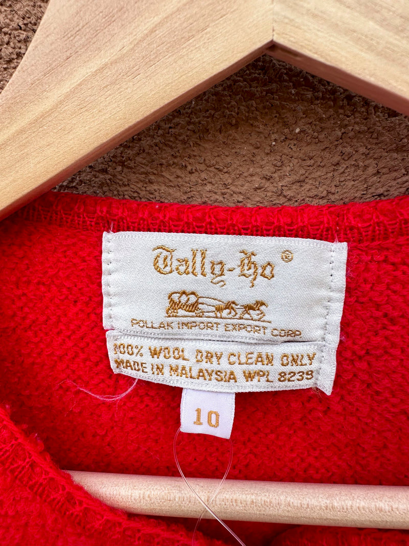 Red 1960's Tally-ho Wool Cardigan