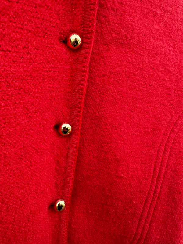 Red 1960's Tally-ho Wool Cardigan