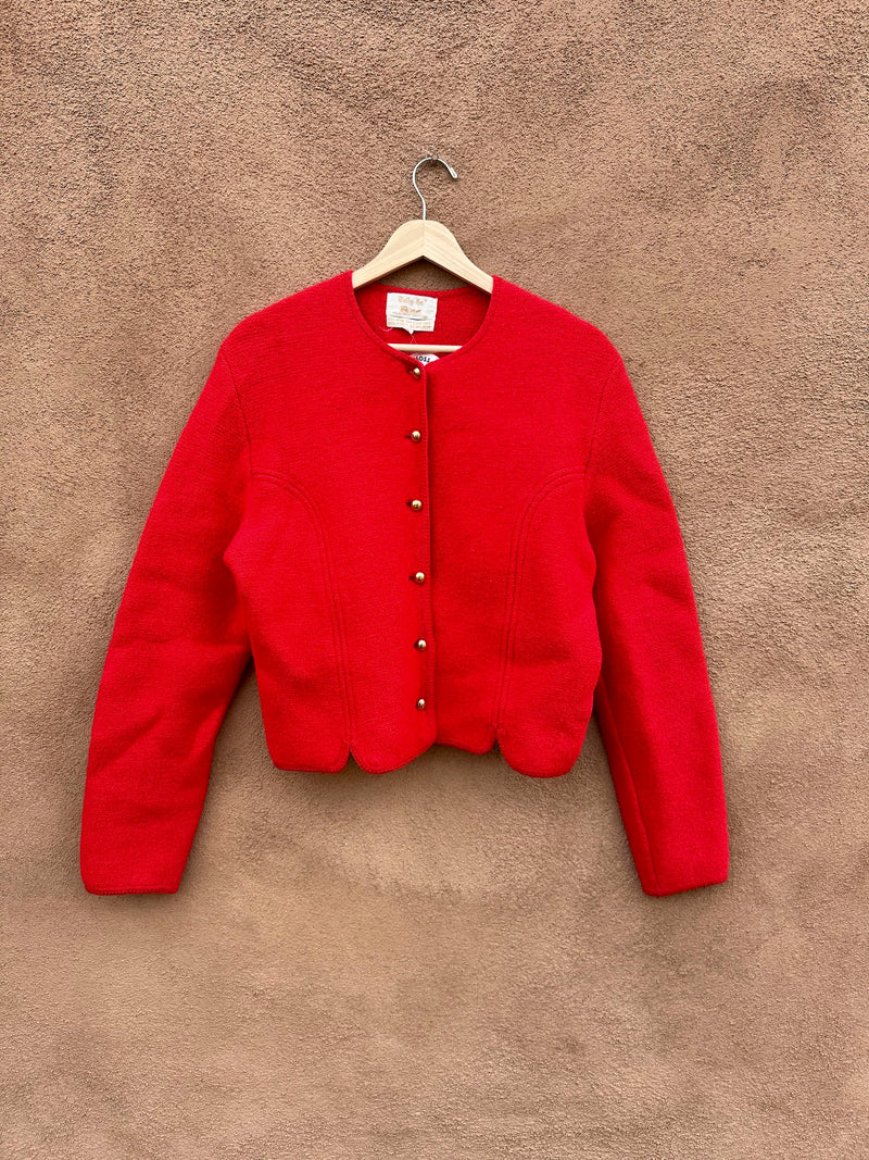 Red 1960's Tally-ho Wool Cardigan