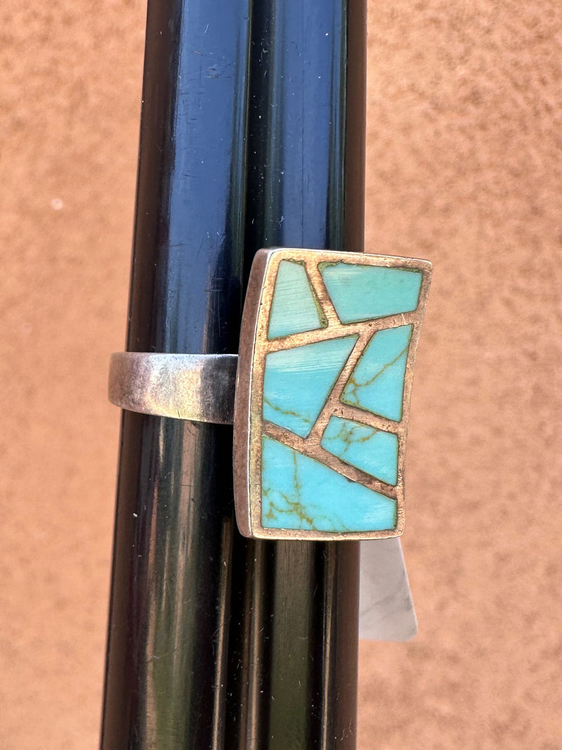 Nelson Piaso (Diné) Turquoise Inlay Ring .925 Silver