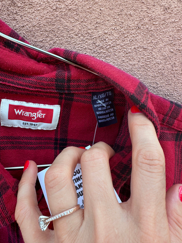 Red/Black Windowpane Plaid Wrangler Flannel