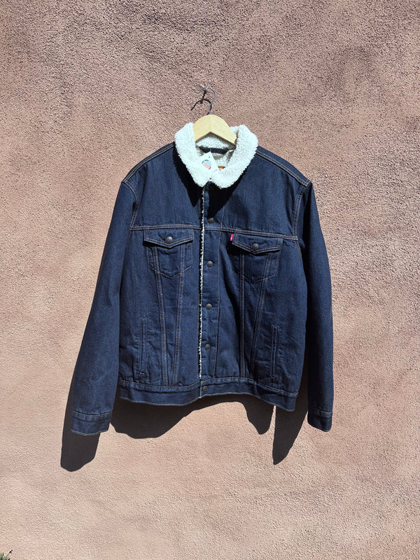 Levi's Dark Wash Denim Sherpa Lined Trucker Jacket