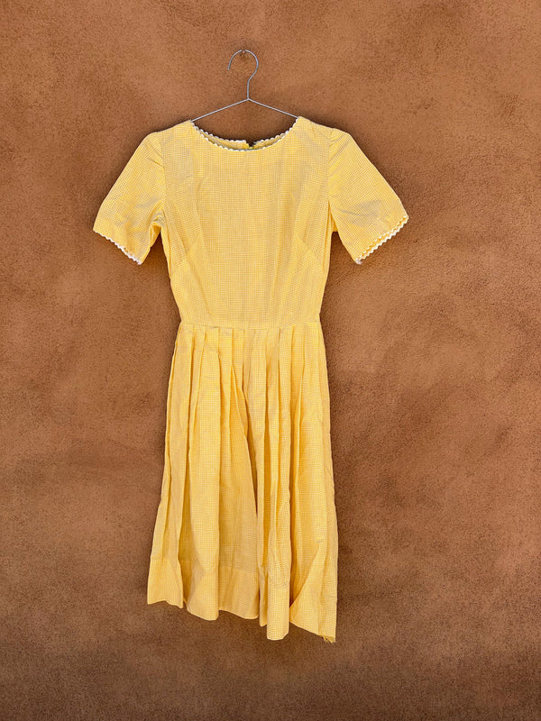 Yellow Gingham Dress with Rik Rak Trim - as is