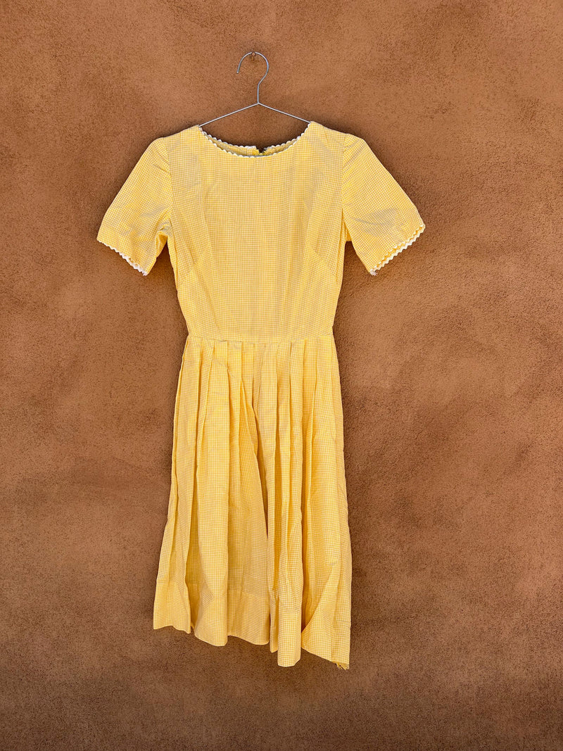 Yellow Gingham Dress with Rik Rak Trim - as is