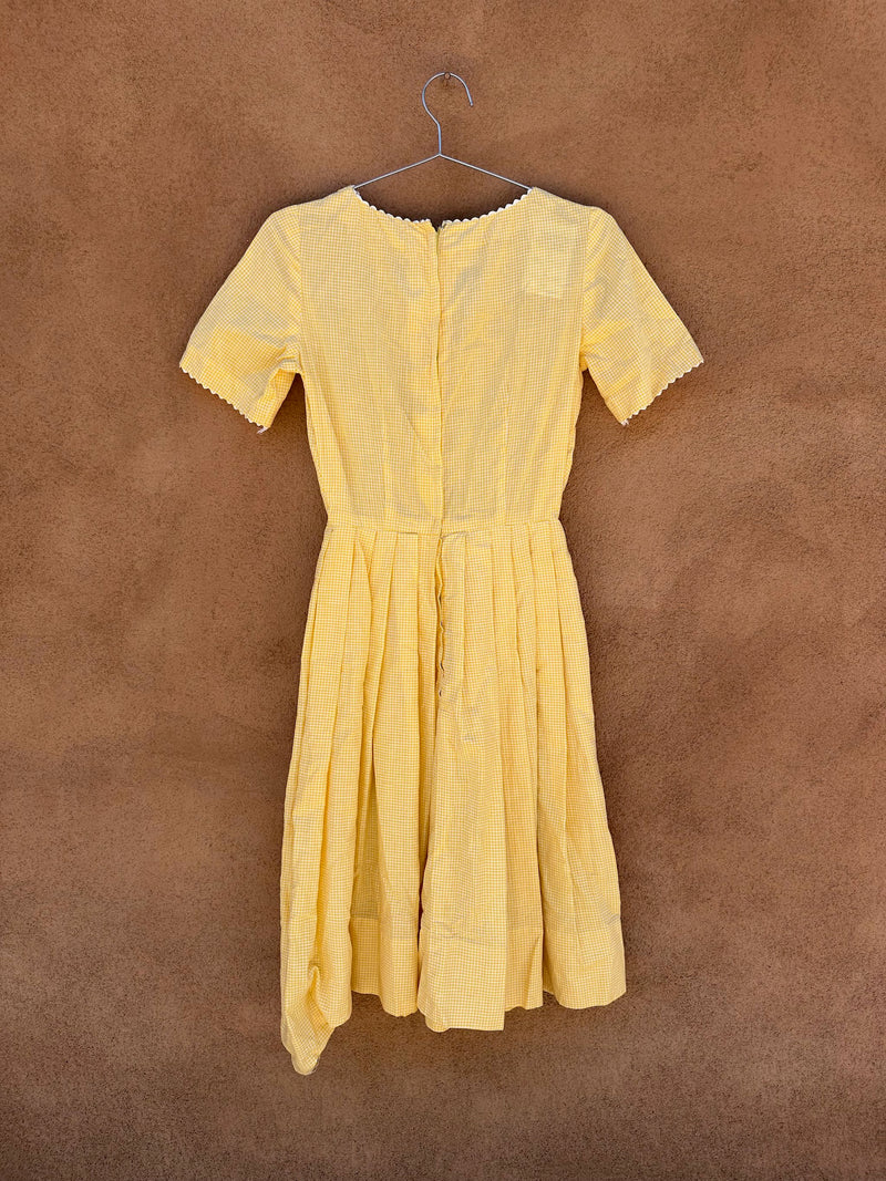 Yellow Gingham Dress with Rik Rak Trim - as is