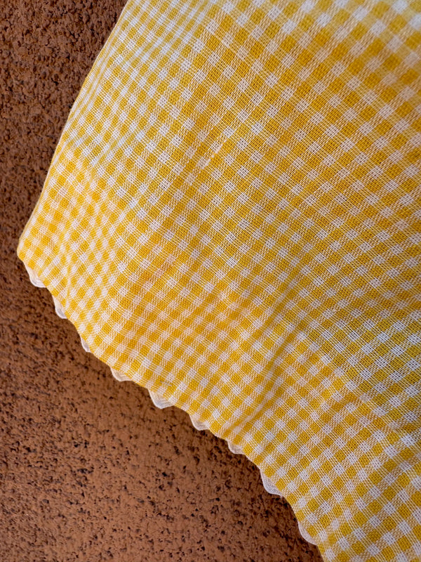 Yellow Gingham Dress with Rik Rak Trim - as is