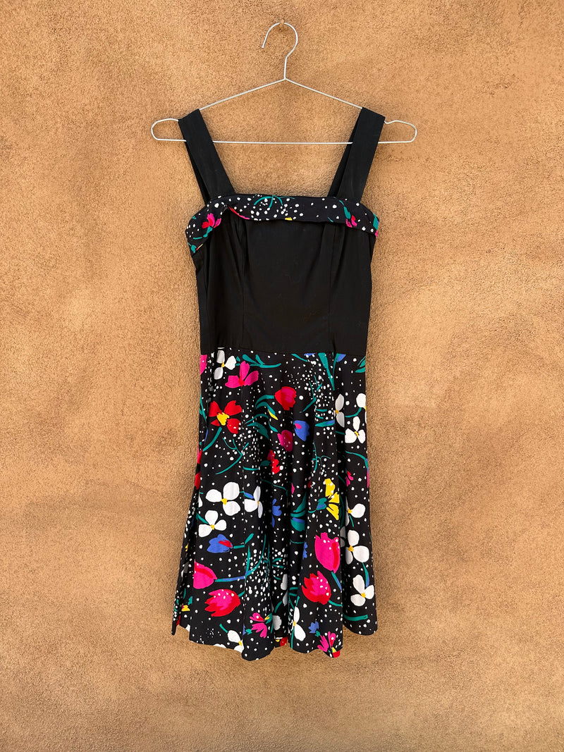 Floral Print Black Dress by Derek Michael