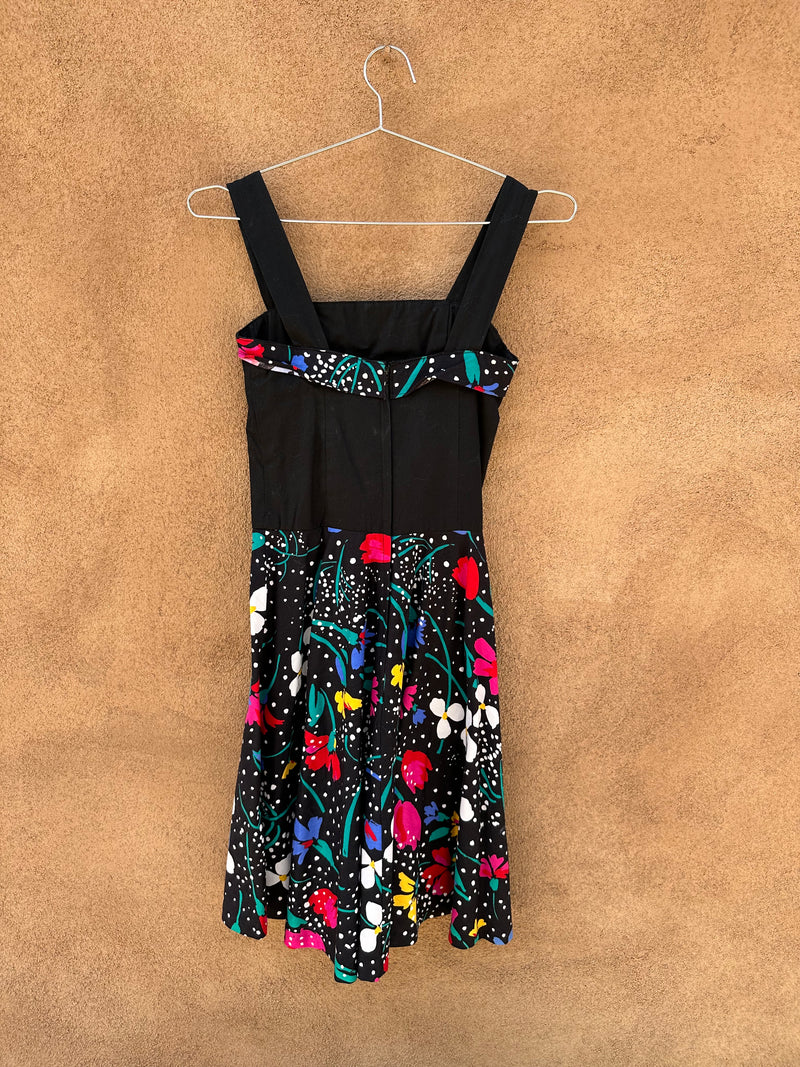 Floral Print Black Dress by Derek Michael