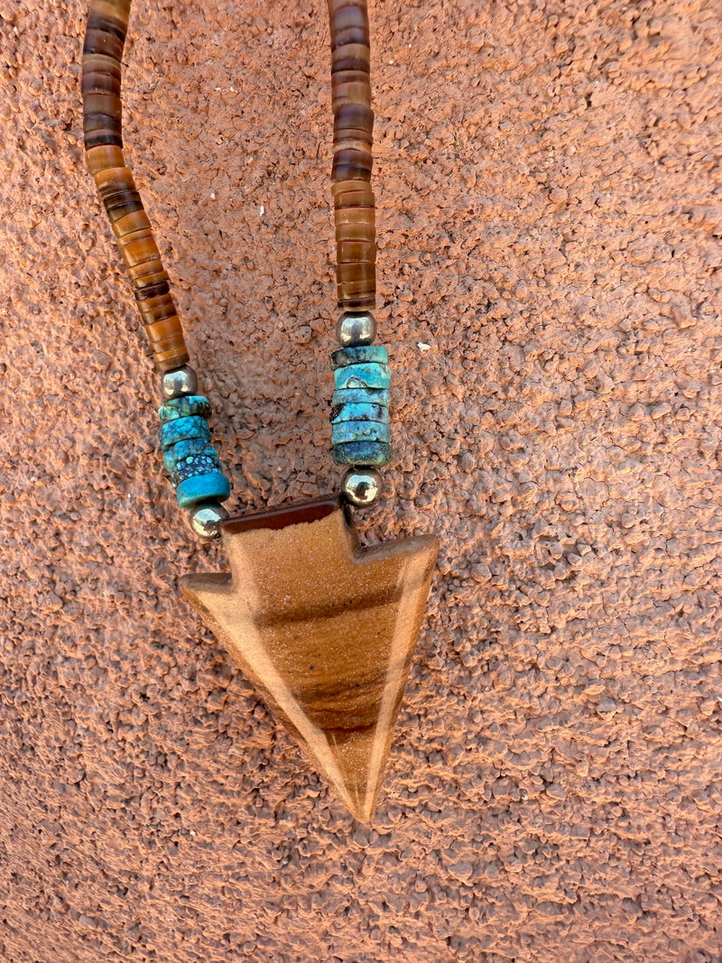 Turquoise & Shell Arrowhead Necklace