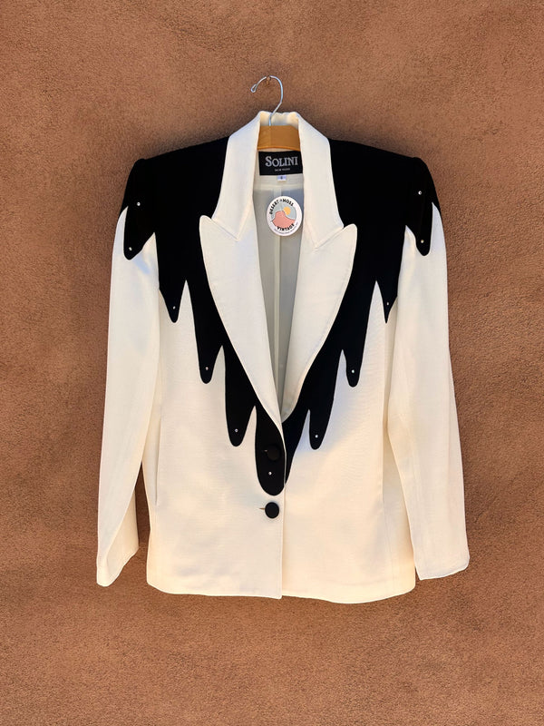 80's Solini Black & White Blazer with Rhinestones