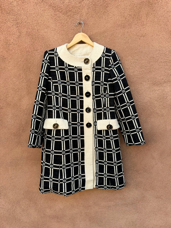 Milly of New Work Black & White Windowpane Coat - 4