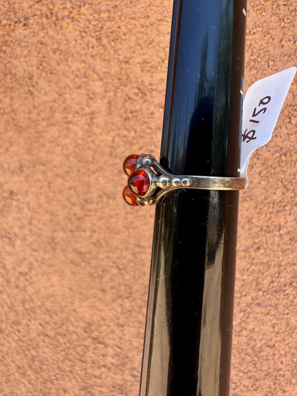 Four Amber Drops Sterling Silver Ring