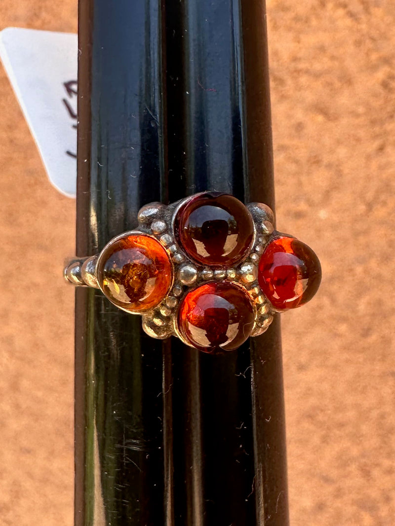 Four Amber Drops Sterling Silver Ring