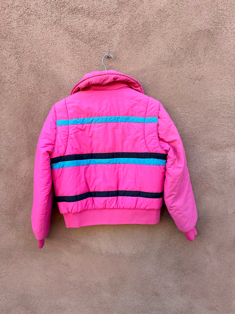 80's Pink White Stag Ski Jacket - medium