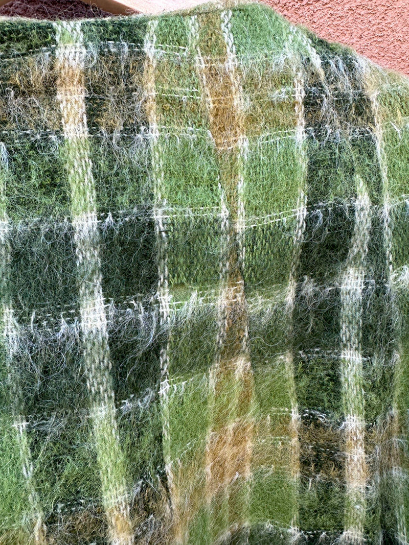 1950's Green Windowpane Plaid Wool Coat by Gray Rose - as is