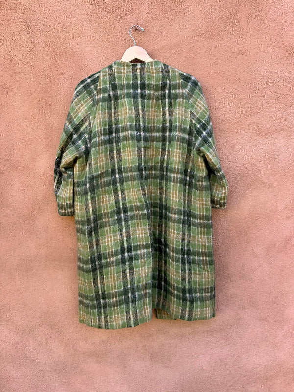 1950's Green Windowpane Plaid Wool Coat by Gray Rose - as is