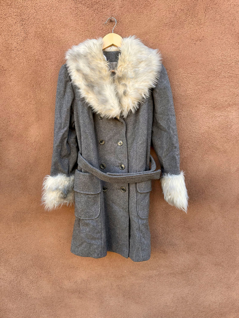 1960's Midlength Wool & Faux Fur Coat by Sears Fashions - as is