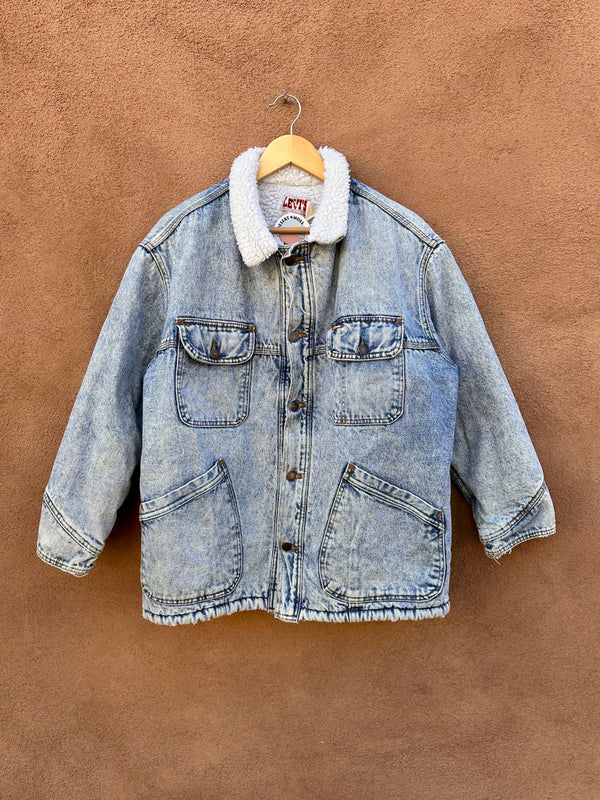 Early 1980's Levi's Shearling Denim Jacket - Made in USA - Small