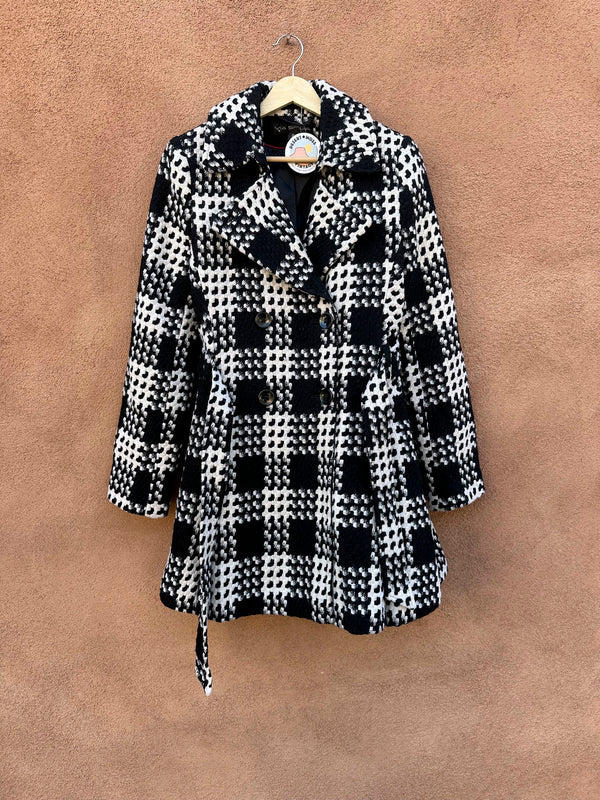 90's Via Spiga Black & White Coat - Size 8, Wool Blend