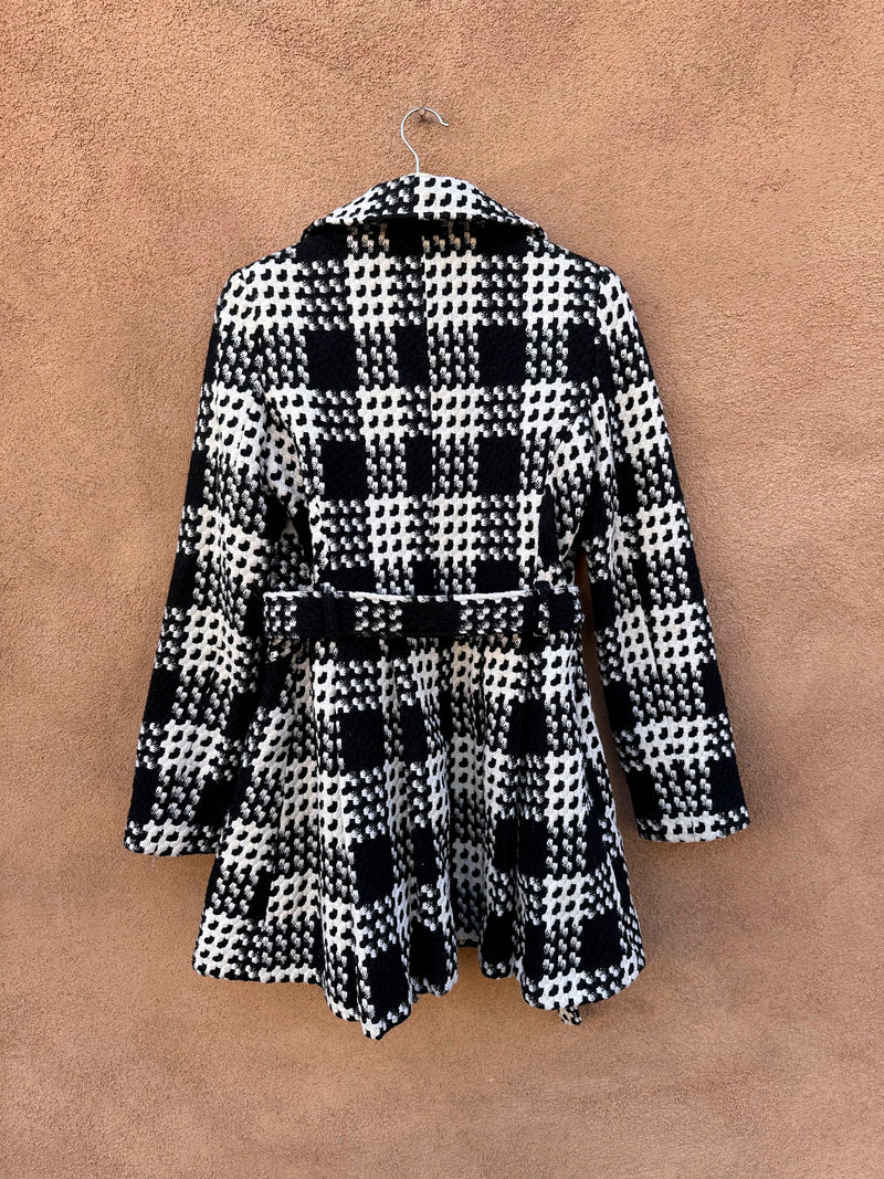 90's Via Spiga Black & White Coat - Size 8, Wool Blend