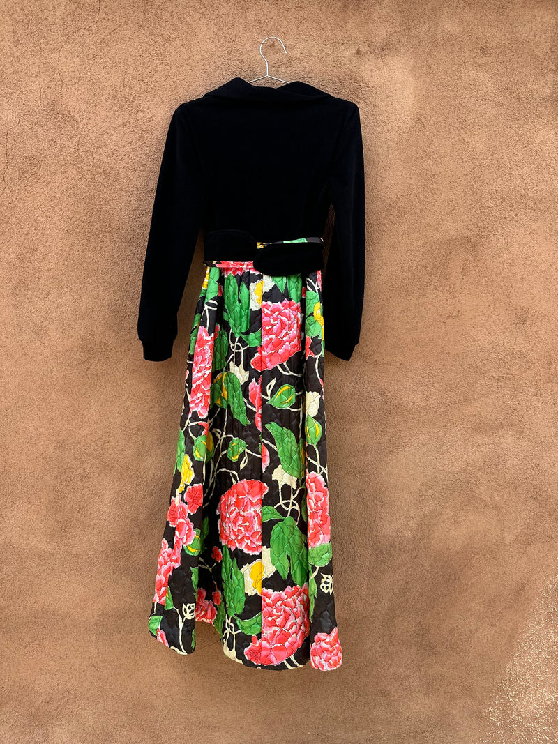 El Pavon - Santa Fe Velveteen with Quilted Floral Skirt 60's Dress