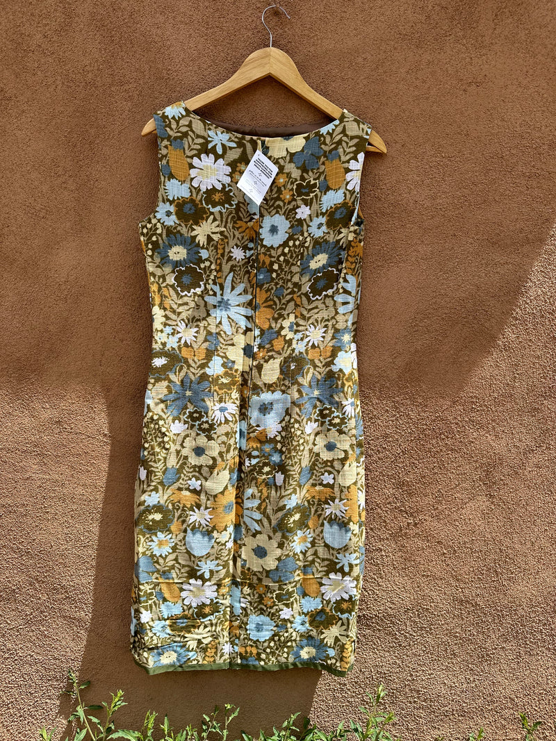 Linen 1960's Floral Pencil Dress