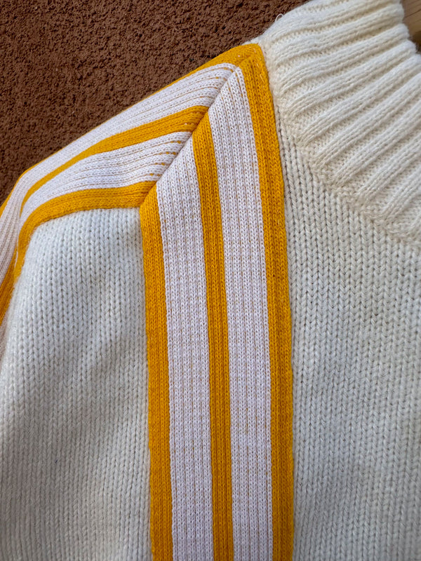 Cream & Yellow 1970's Cheerleader Sweater