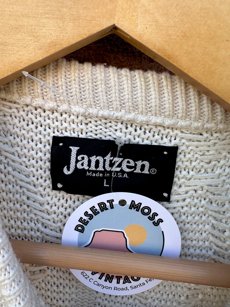 Cream Jantzen Sweater, Large, Made in USA