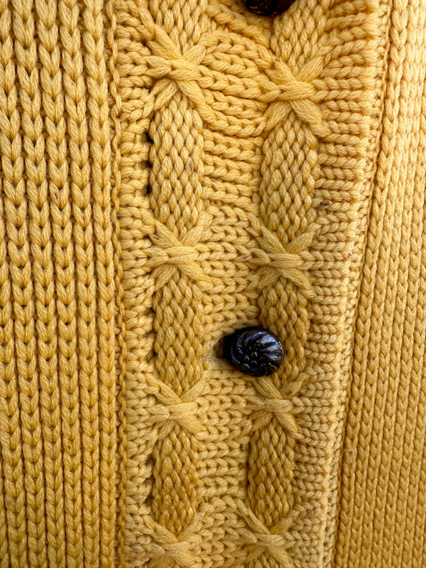 Golden Yellow Knit Cardigan Sweater - as is