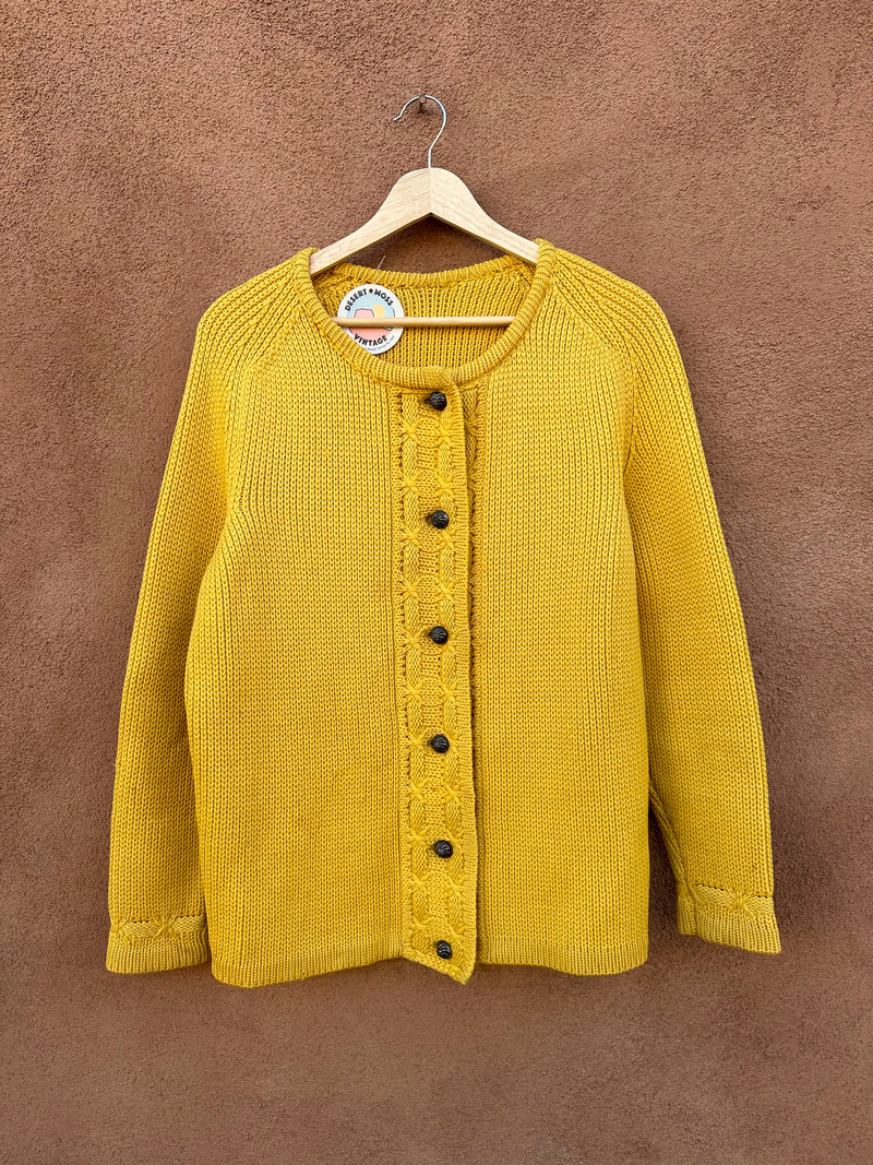 Golden Yellow Knit Cardigan Sweater - as is