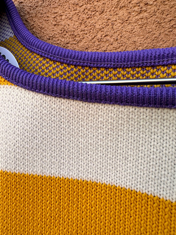 Purple & Yellow Striped Sweater Vest