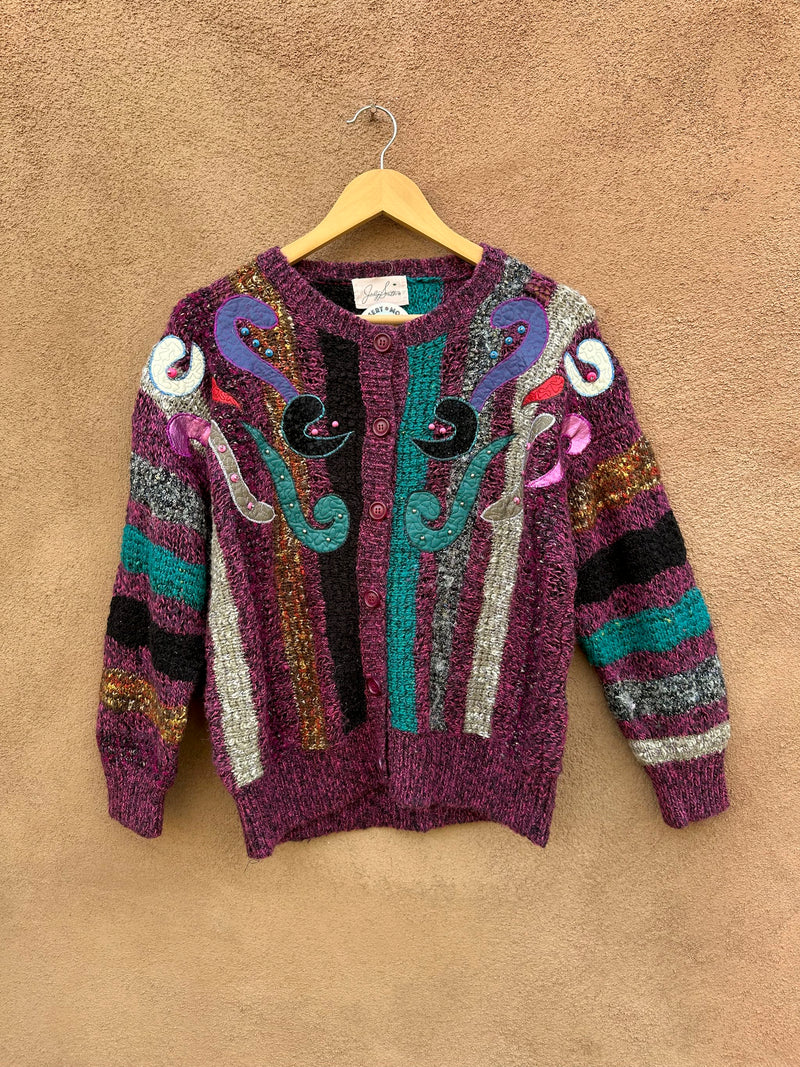 1980's Colorful Jaclyn Smith Pop Art Cardigan