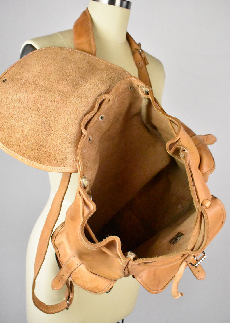 Large Multi-Pocket Leather Backpack