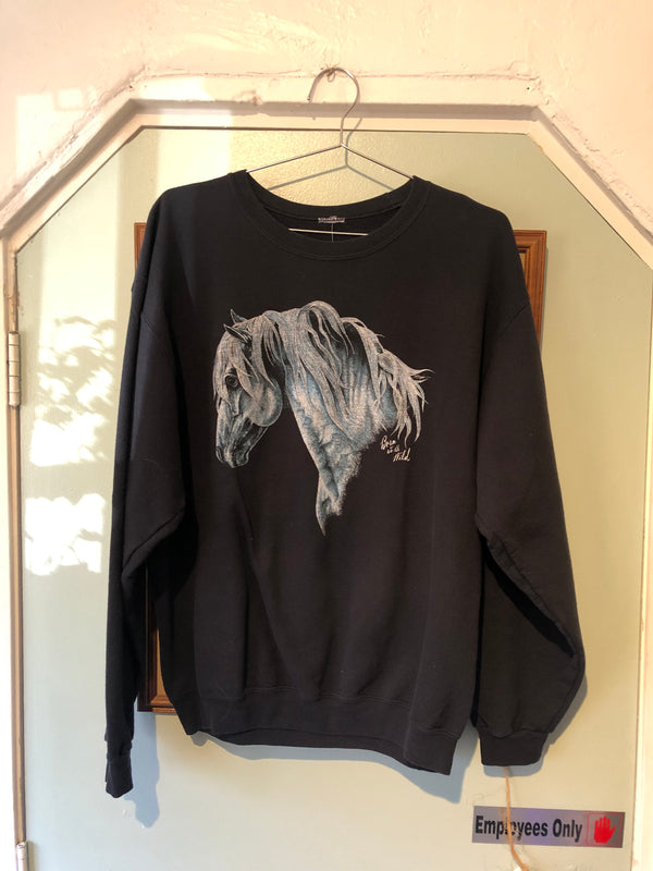 Black "Born To Be Wild" Horse Sweatshirt