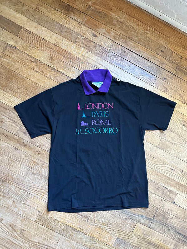 London, Paris, Rome, Socorro Collared Tee