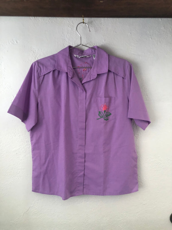 Purple Shirtstop Top with Embroidery