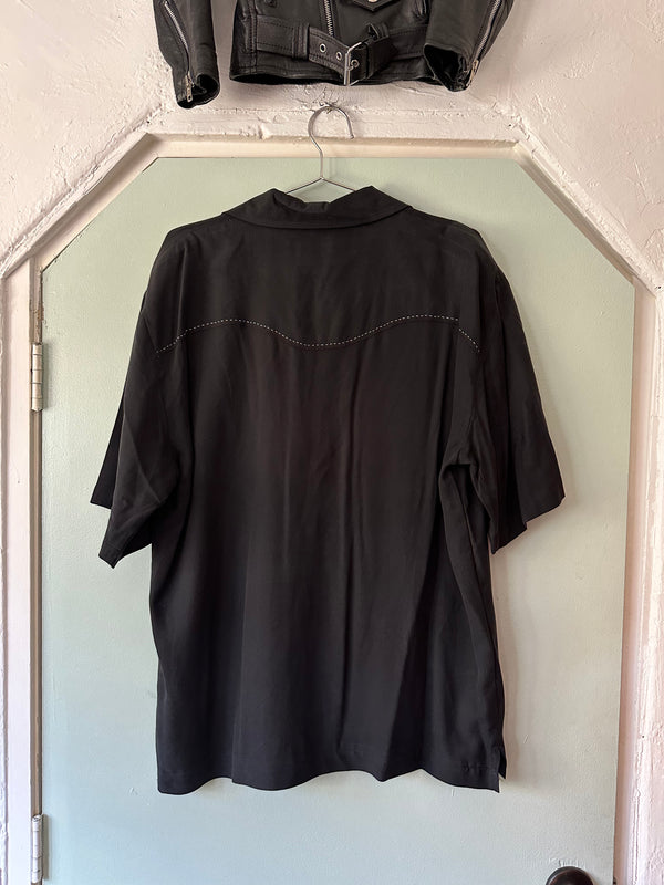 Black Silk Western Shirt by Scully - Large