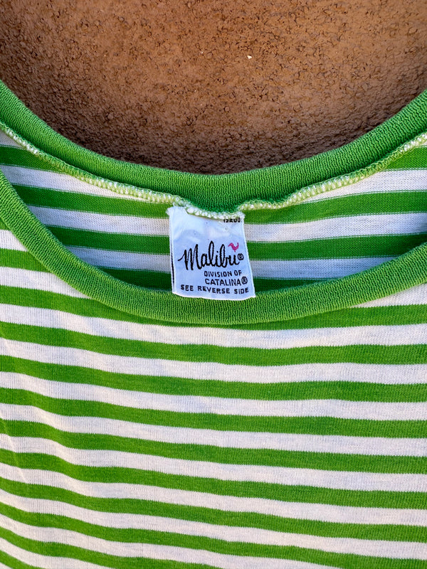 Green and White Striped Tank Top by Malibu, Catalina