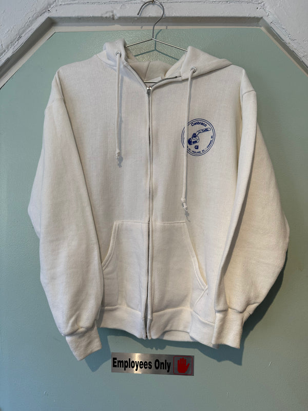 White Zip Up Hoodie "Conbraco" Early 80's