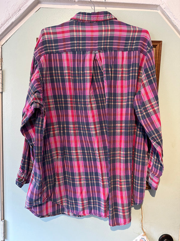 Pink/Blue Plaid Flannel Top