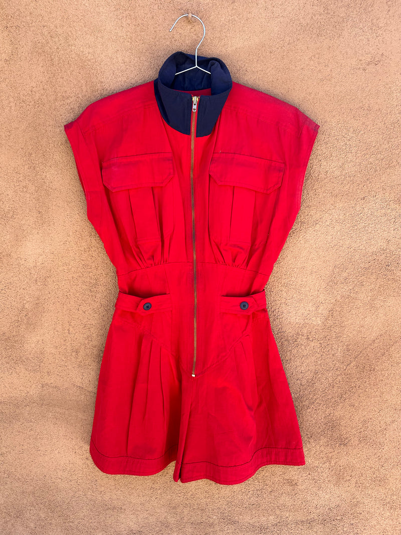 Red Zip Up Romper by Karen Alexander