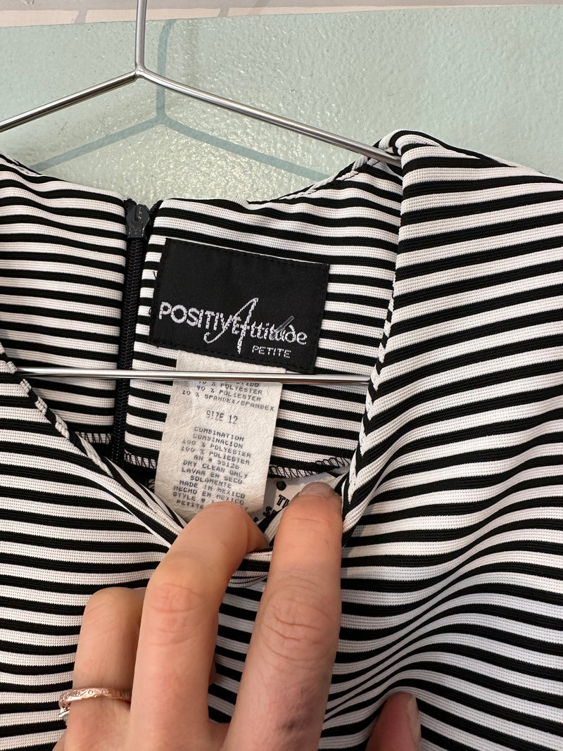 Positive Attitude 90's Dress with Black and White Stripes - 12 Petite