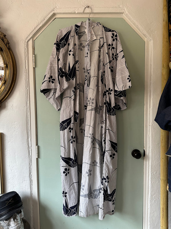 Ichi Ban Cotton Kimono/Robe with Paper Crane Print