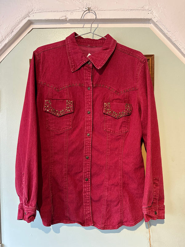 Bedazzled Raspberry Denim Blouse